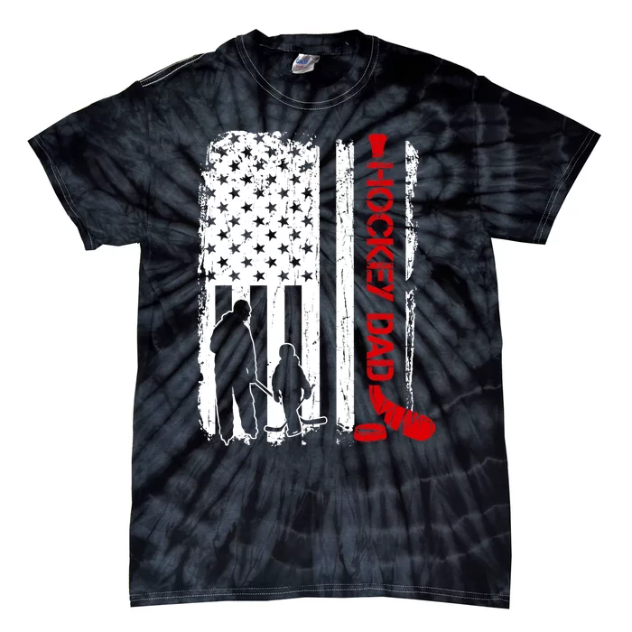 Hockey Dad Gift Hockey American Flag Tie-Dye T-Shirt