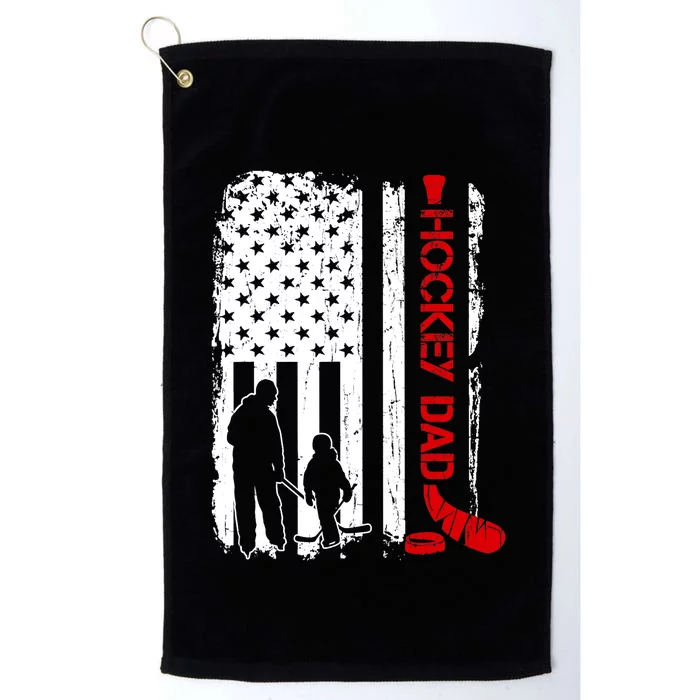 Hockey Dad Gift Hockey American Flag Platinum Collection Golf Towel