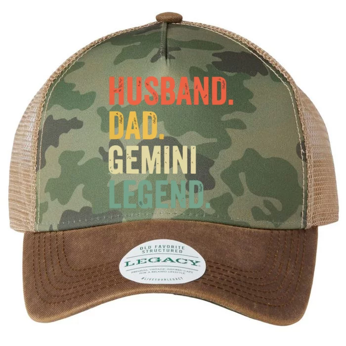 Husband Dad Gemini Legend Funny Zodiac Astrology Father Legacy Tie Dye Trucker Hat