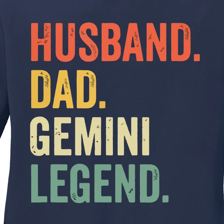 Husband Dad Gemini Legend Funny Zodiac Astrology Father Ladies Long Sleeve Shirt