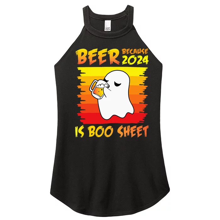 Halloween Day Ghost Drinking Beer Because 2024 Is Boo Sheet Women’s Perfect Tri Rocker Tank