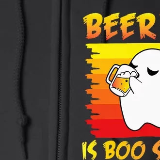 Halloween Day Ghost Drinking Beer Because 2024 Is Boo Sheet Full Zip Hoodie