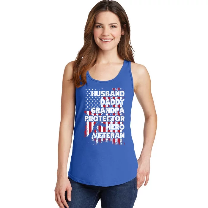 Husband Daddy Grandpa Protector Hero Veteran Cute Gift Ladies Essential Tank