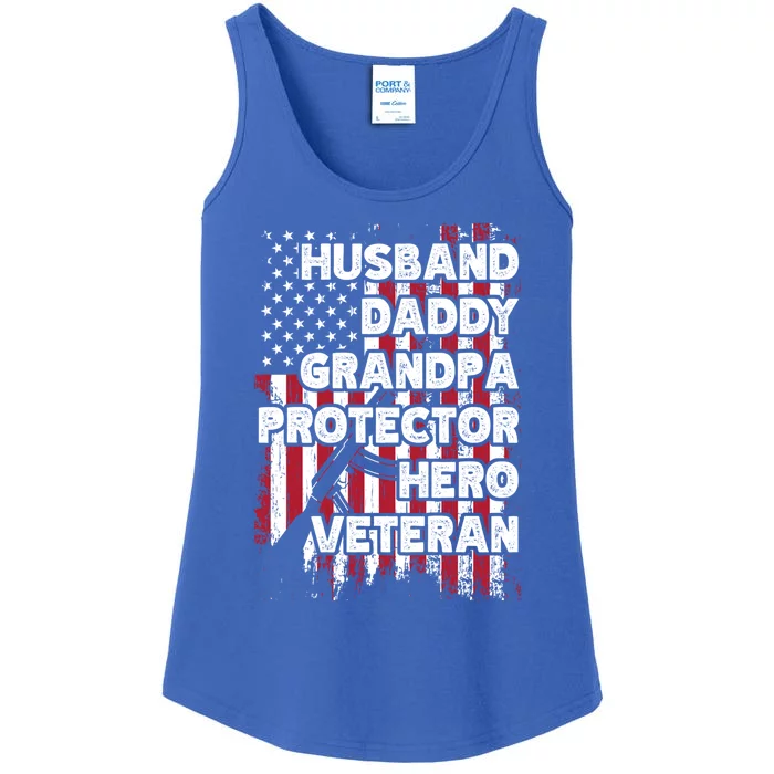 Husband Daddy Grandpa Protector Hero Veteran Cute Gift Ladies Essential Tank