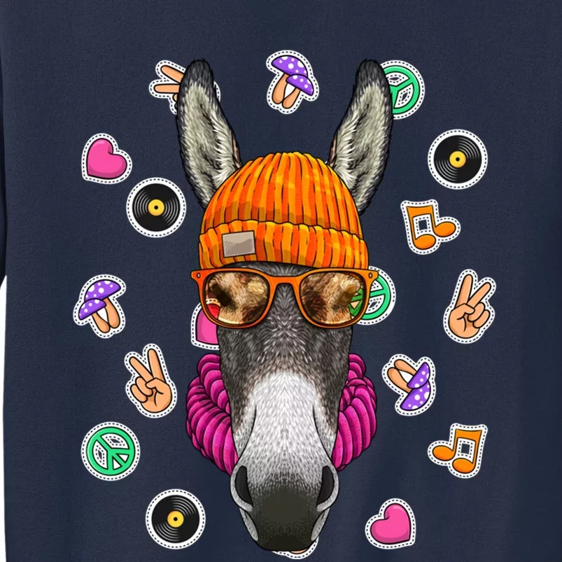 Hipster Donkey Geek Nerd Glasses Animal Love Peace Sign Gift Sweatshirt