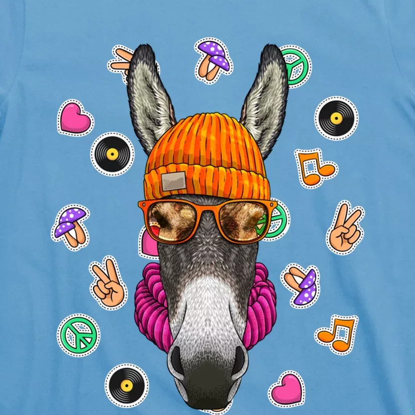 Hipster Donkey Geek Nerd Glasses Animal Love Peace Sign Gift T-Shirt