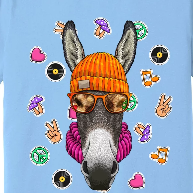 Hipster Donkey Geek Nerd Glasses Animal Love Peace Sign Gift Premium T-Shirt