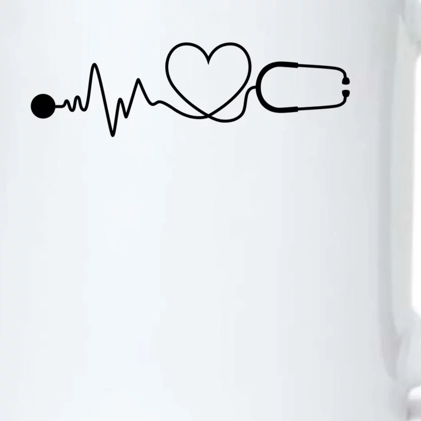 Hospital Doctor Gift Nurse Medic Stethoscope Heartbeat Line Cute Gift Black Color Changing Mug