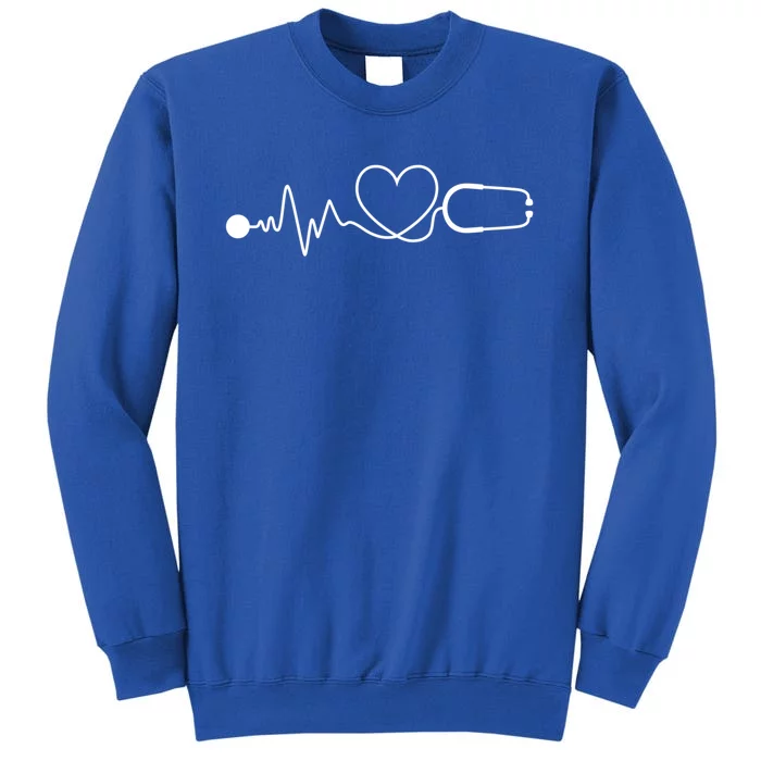 Hospital Doctor Gift Nurse Medic Stethoscope Heartbeat Line Cute Gift Tall Sweatshirt