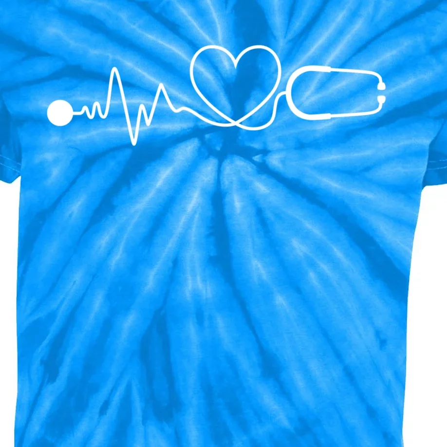 Hospital Doctor Gift Nurse Medic Stethoscope Heartbeat Line Cute Gift Kids Tie-Dye T-Shirt