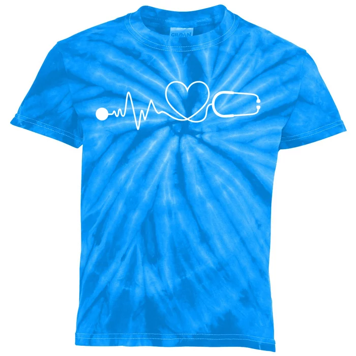 Hospital Doctor Gift Nurse Medic Stethoscope Heartbeat Line Cute Gift Kids Tie-Dye T-Shirt