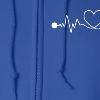 Hospital Doctor Gift Nurse Medic Stethoscope Heartbeat Line Cute Gift Full Zip Hoodie