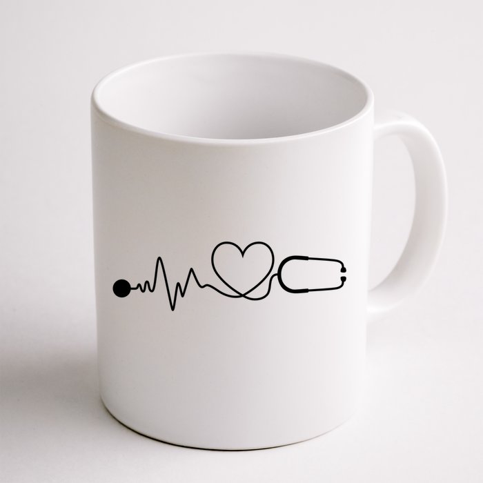 Hospital Doctor Gift Nurse Medic Stethoscope Heartbeat Line Cute Gift Front & Back Coffee Mug