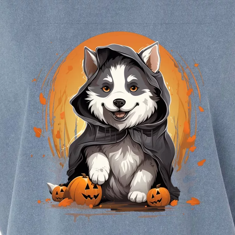 Husky Dog Ghost Funny Halloween Pumpkin For Dog Lovers Gift Garment-Dyed Women's Muscle Tee