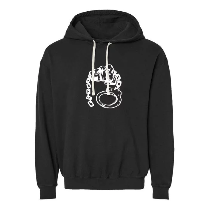 Hand Drawn Handcuff Fist Garment-Dyed Fleece Hoodie