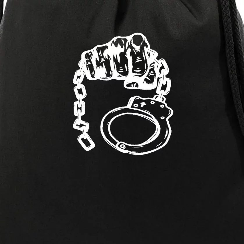 Hand Drawn Handcuff Fist Drawstring Bag