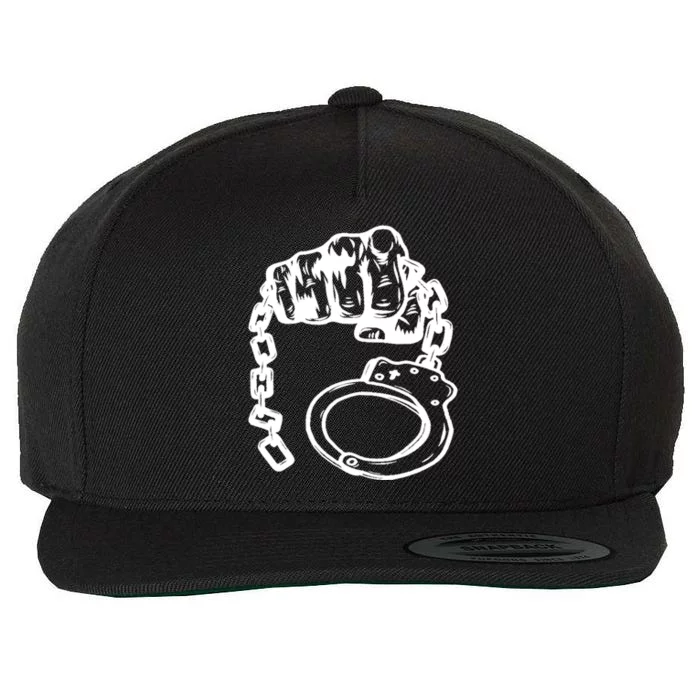 Hand Drawn Handcuff Fist Wool Snapback Cap