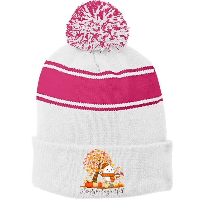 H.U.M.P.T.Y. .D.U.M.P.T.Y Had A Great Fall Thanksgiving Autumn Stripe Pom Pom Beanie