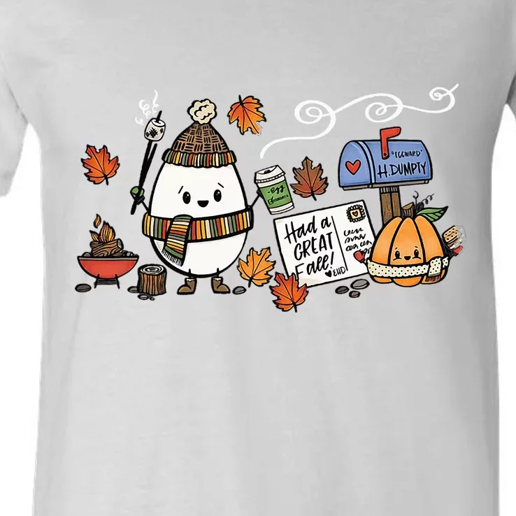 H.umpty D.umpty Had A Great Fall Happy Fall Y'all Thanksgiving V-Neck T-Shirt