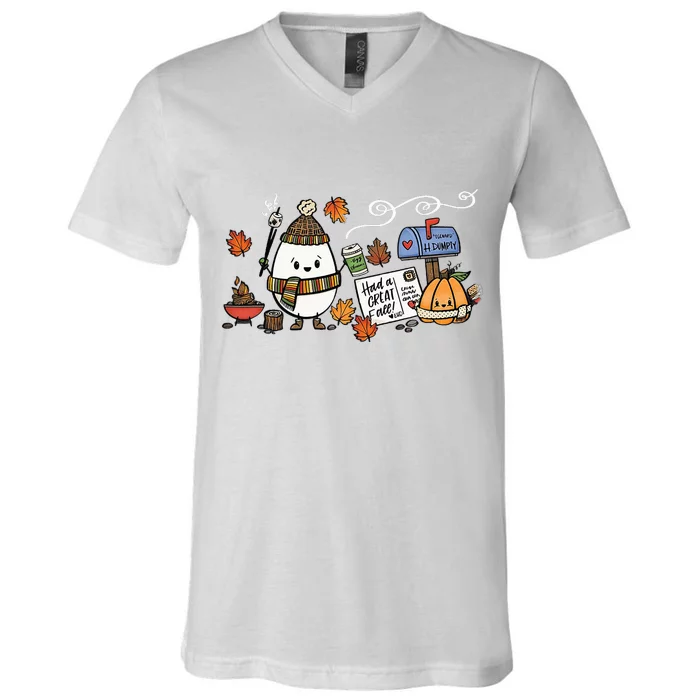 H.umpty D.umpty Had A Great Fall Happy Fall Y'all Thanksgiving V-Neck T-Shirt