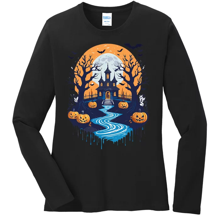 Halloween Design Halloween Trick Or Treating Ladies Long Sleeve Shirt