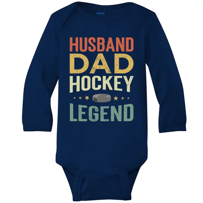 Husband Dad Hockey Legend Gift Baby Long Sleeve Bodysuit