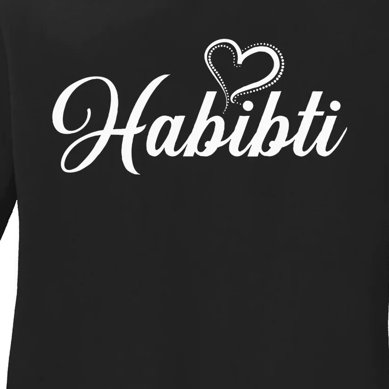 Habibti Darling Heart Arabic Ladies Long Sleeve Shirt