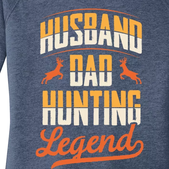 Husband Dad Hunting Legend Funny Deer Hunting Fathers Day Gift Women's Perfect Tri Tunic Long Sleeve Shirt