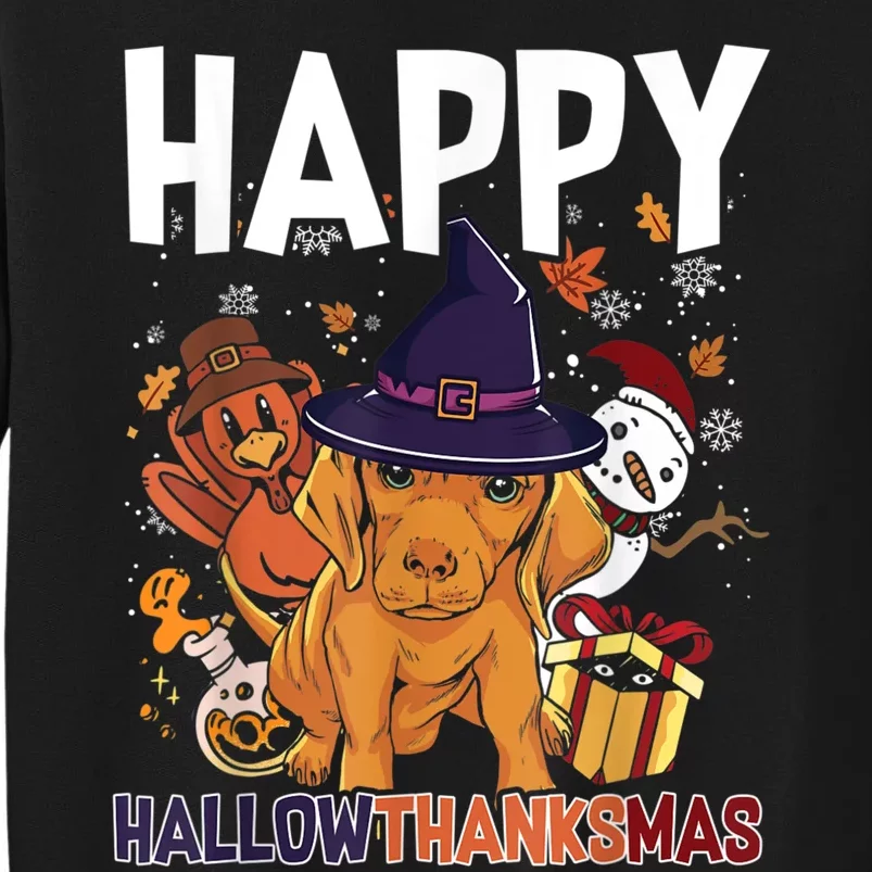 Hallothanksmas Dachshund Halloween Christmas Thanksgiving Tall Sweatshirt