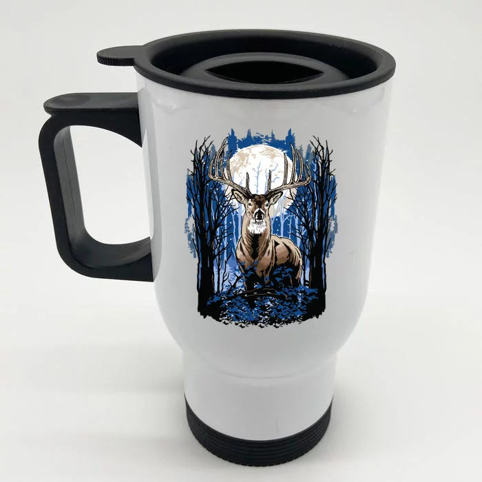 Hunters Deer Hunting Big Whitetail Buck Front & Back Stainless Steel Travel Mug