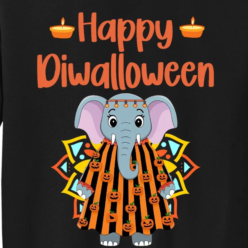 Happy Diwalloween Halloween Diwali Pumpkin Lantern Deepaval Tall Sweatshirt