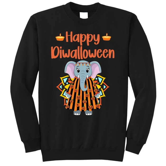 Happy Diwalloween Halloween Diwali Pumpkin Lantern Deepaval Tall Sweatshirt