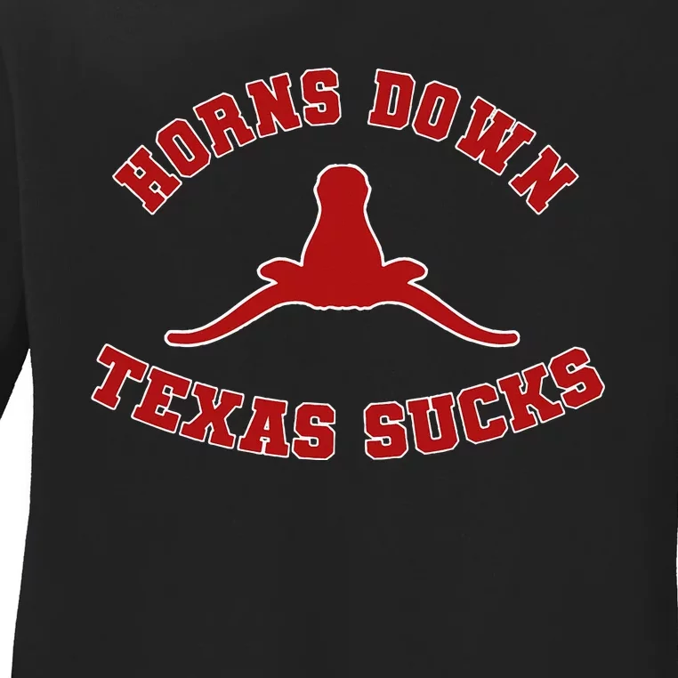 Horns Down  Horns Down Texas Sucks Ladies Long Sleeve Shirt