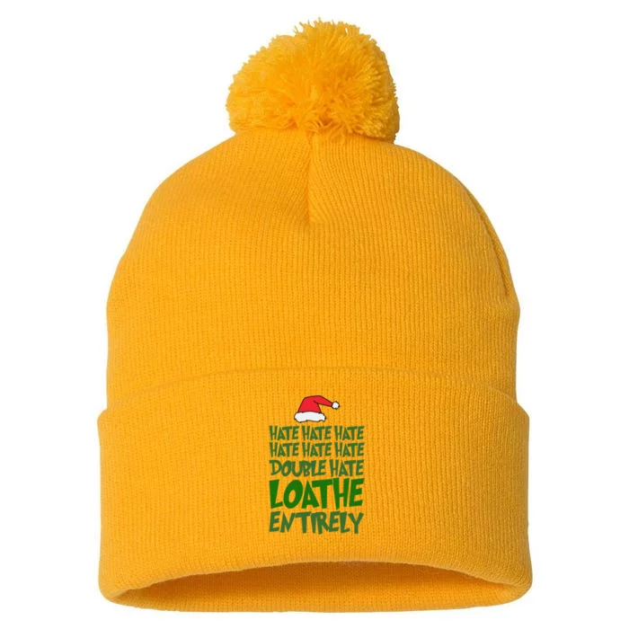 Hate Double Hate Loathe Entirely Funny Christmas Santa Pom Pom 12in Knit Beanie