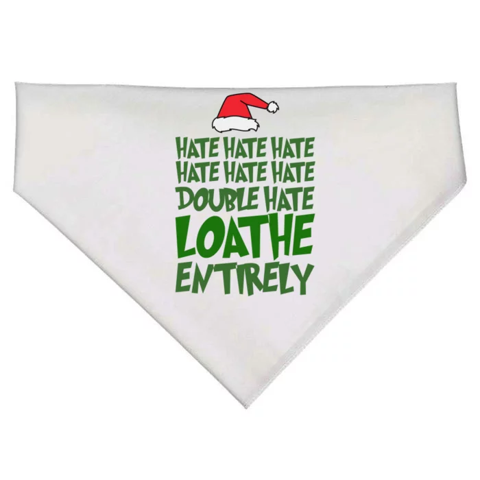 Hate Double Hate Loathe Entirely Funny Christmas Santa USA-Made Doggie Bandana