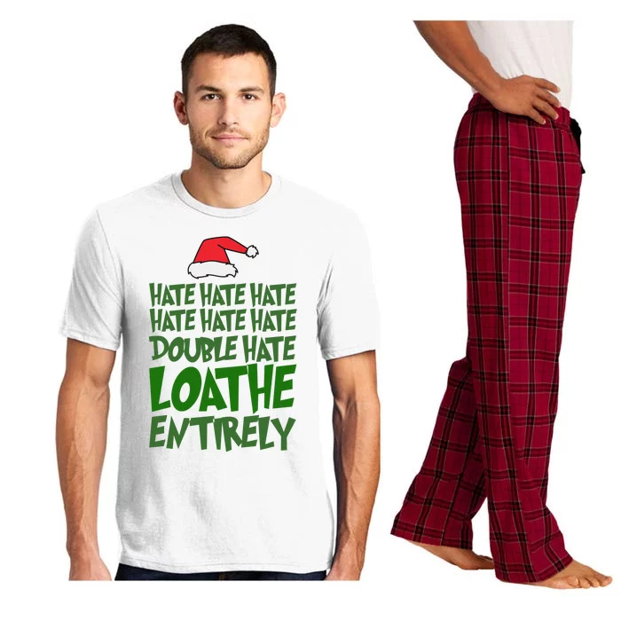 Hate Double Hate Loathe Entirely Funny Christmas Santa Pajama Set