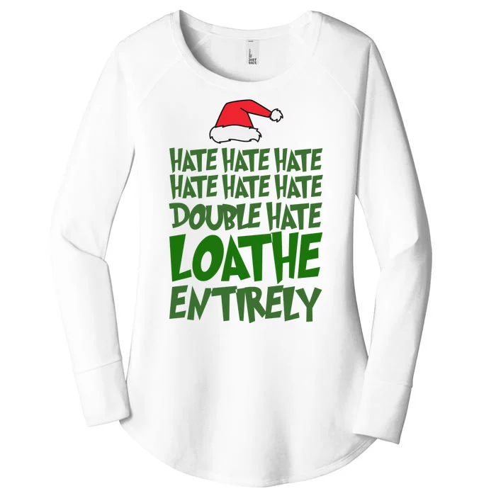 Hate Double Hate Loathe Entirely Funny Christmas Santa Women's Perfect Tri Tunic Long Sleeve Shirt