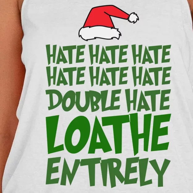 Hate Double Hate Loathe Entirely Funny Christmas Santa Women's Knotted Racerback Tank