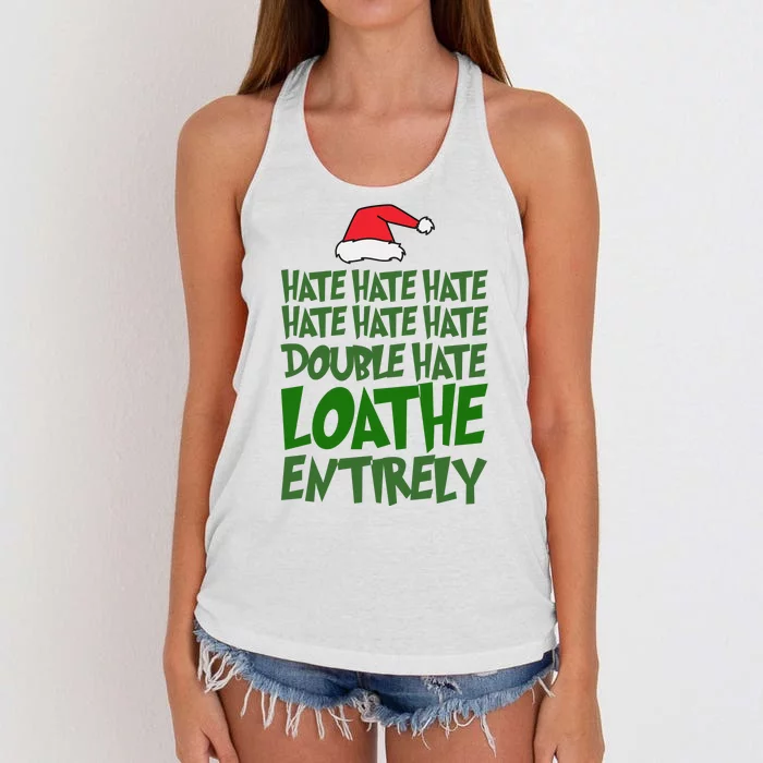 Hate Double Hate Loathe Entirely Funny Christmas Santa Women's Knotted Racerback Tank