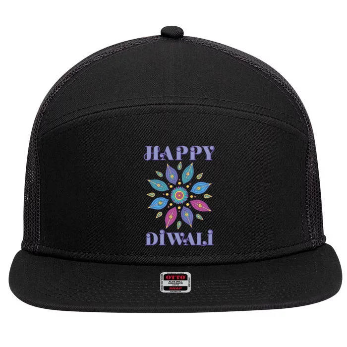 Happy Diwali Hindu Festival 7 Panel Mesh Trucker Snapback Hat