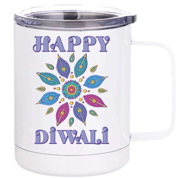 Happy Diwali Hindu Festival Front & Back 12oz Stainless Steel Tumbler Cup