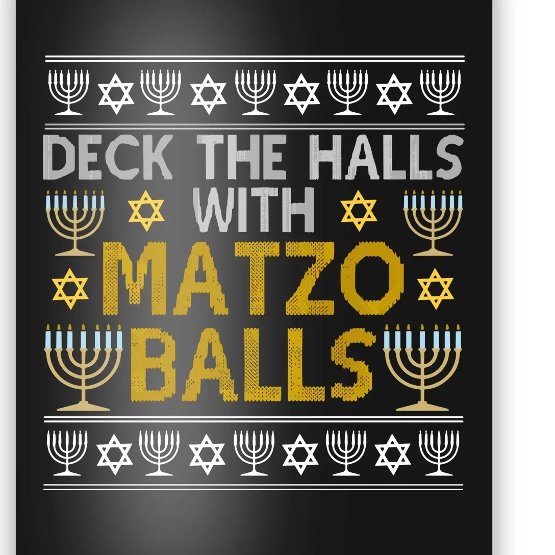 Hanukkah Deck Hall With Matzo Ball Ugly Sweater Funny Jewish Poster