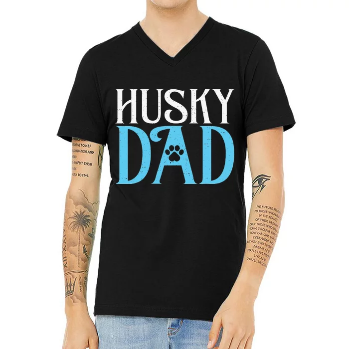 Husky Dog Husky Dad V-Neck T-Shirt