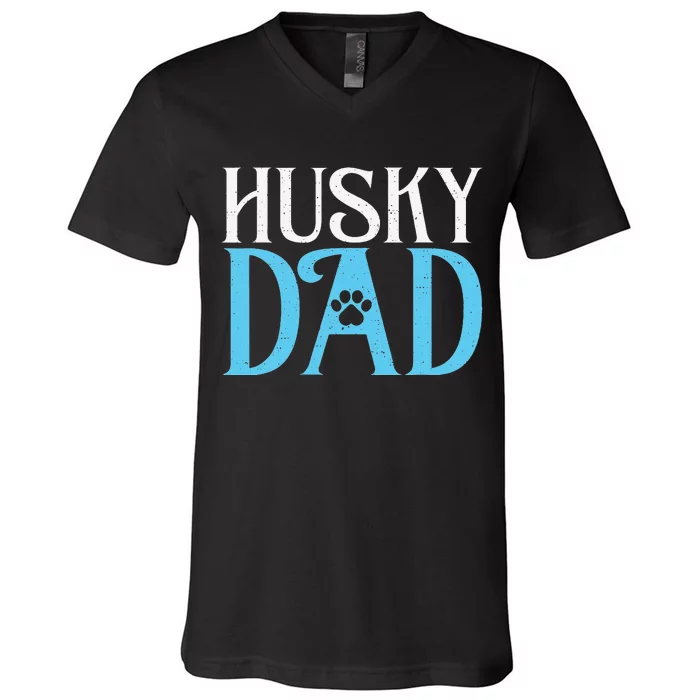 Husky Dog Husky Dad V-Neck T-Shirt