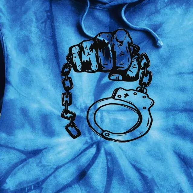 Hand Drawn Handcuff Fist Tie Dye Hoodie