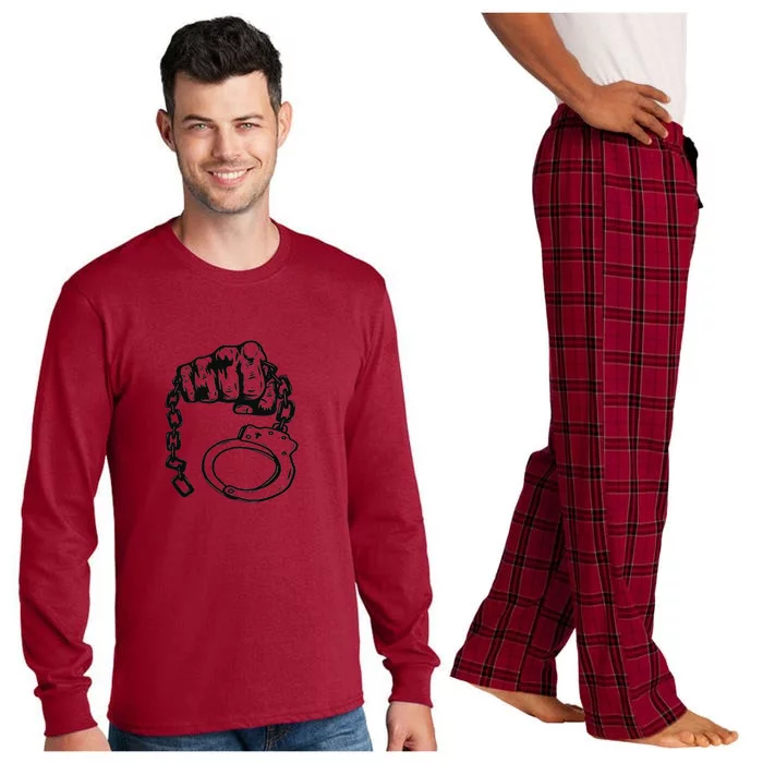 Hand Drawn Handcuff Fist Long Sleeve Pajama Set