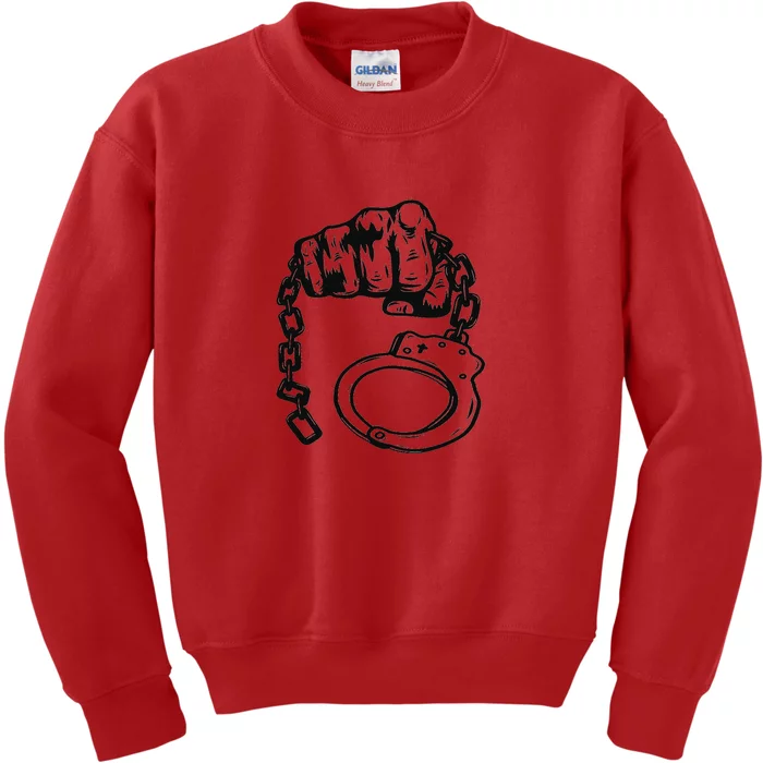 Hand Drawn Handcuff Fist Kids Sweatshirt