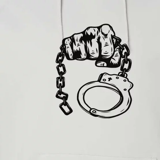 Hand Drawn Handcuff Fist Performance Fleece Hoodie