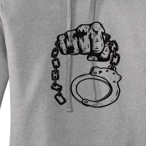 Hand Drawn Handcuff Fist Women's Pullover Hoodie