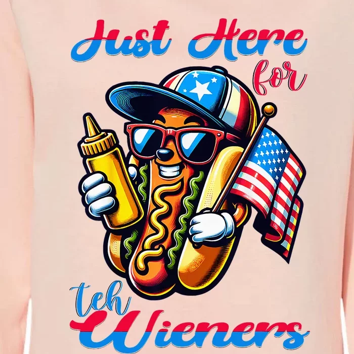 Hot Dog IM Just Here For The Wieners 4th Of July Womens California Wash Sweatshirt